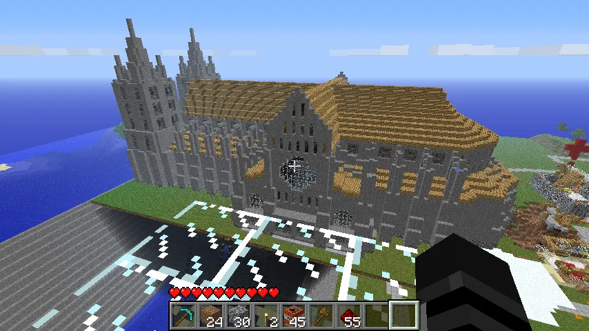 Grote stenen kathedraal in ProjectMC